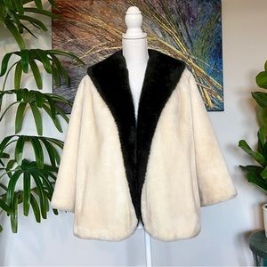 SOLD- Vintage 50s/60s ivory & black Borgana faux fur coat